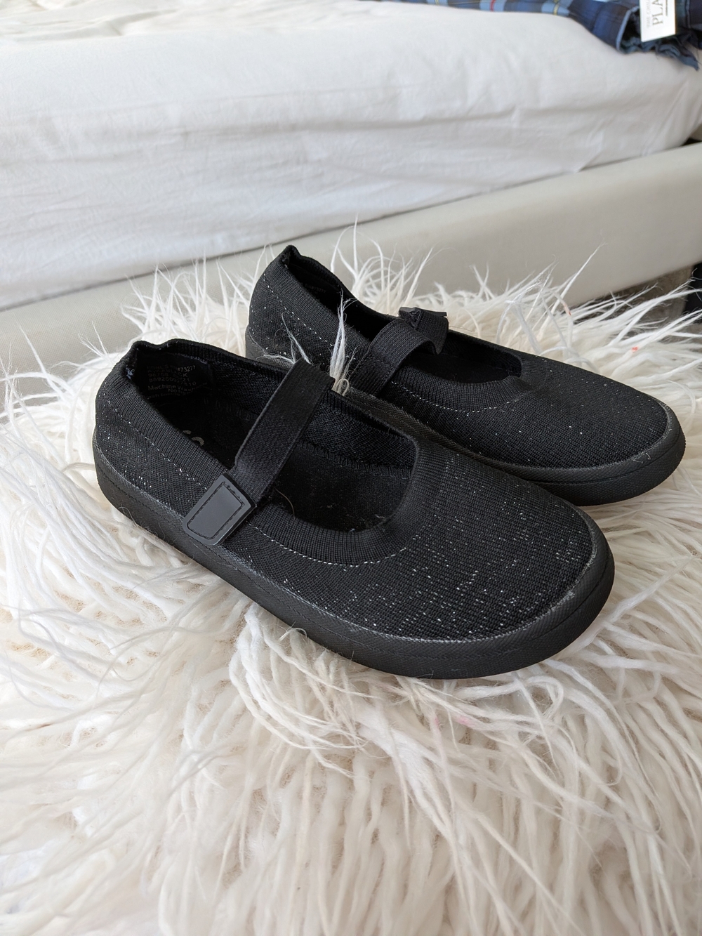 Kids Black Mary Jane Slip-On Shoes